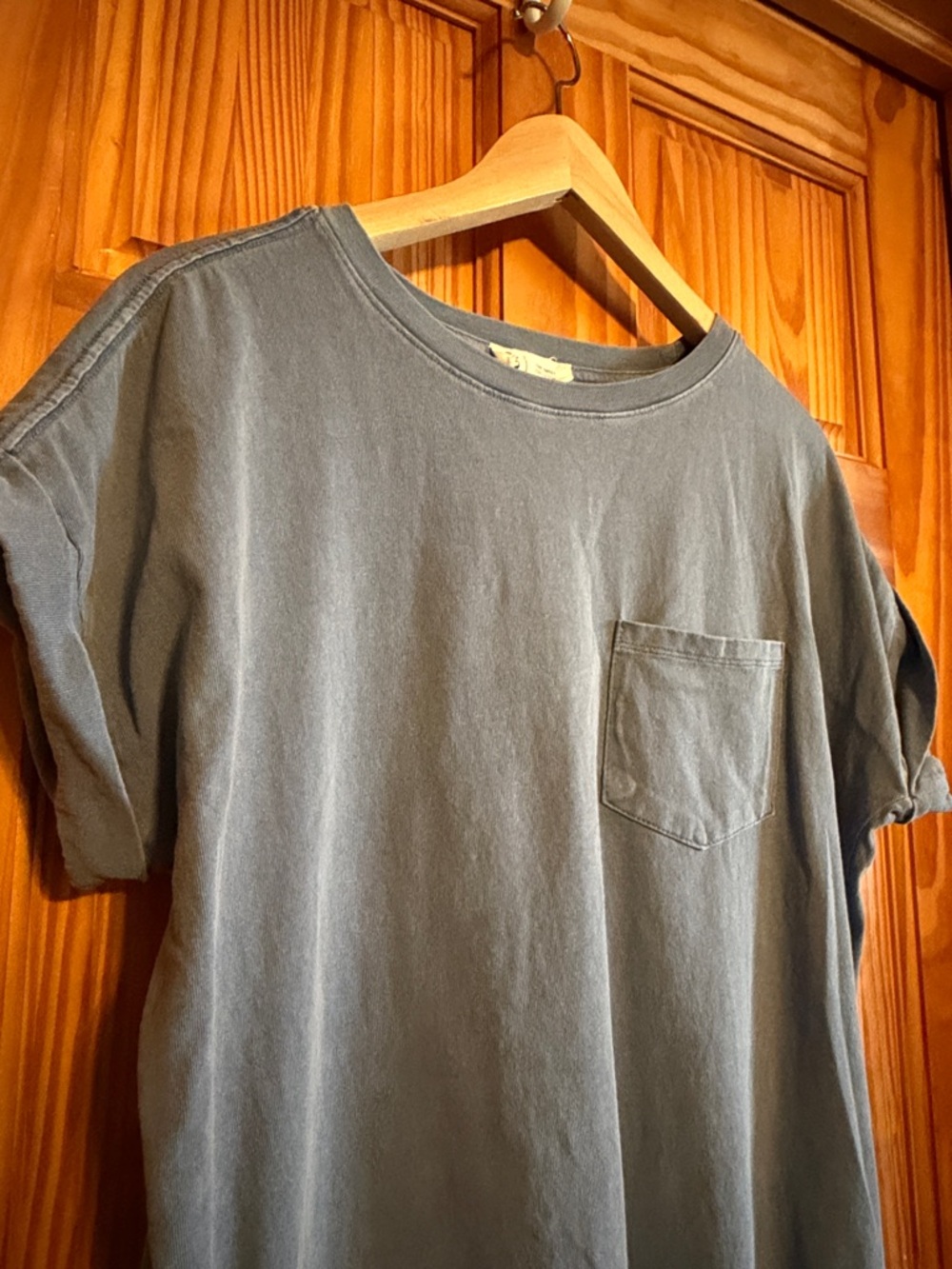 The Sweet Collective Washed Blue Pocket Tee Mini Dress - Picture 3 of 9